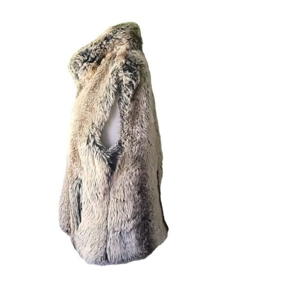 Blassport Reversible Womens Faux Fur Vest Zip Closure Tan Black Brown Size Small - Picture 5 of 10